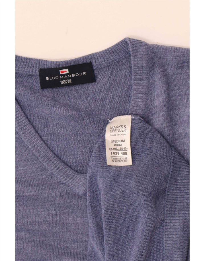 Marks & Spencer Pull Blue Harbor Col V Homme Bleu Moyen Moucheté