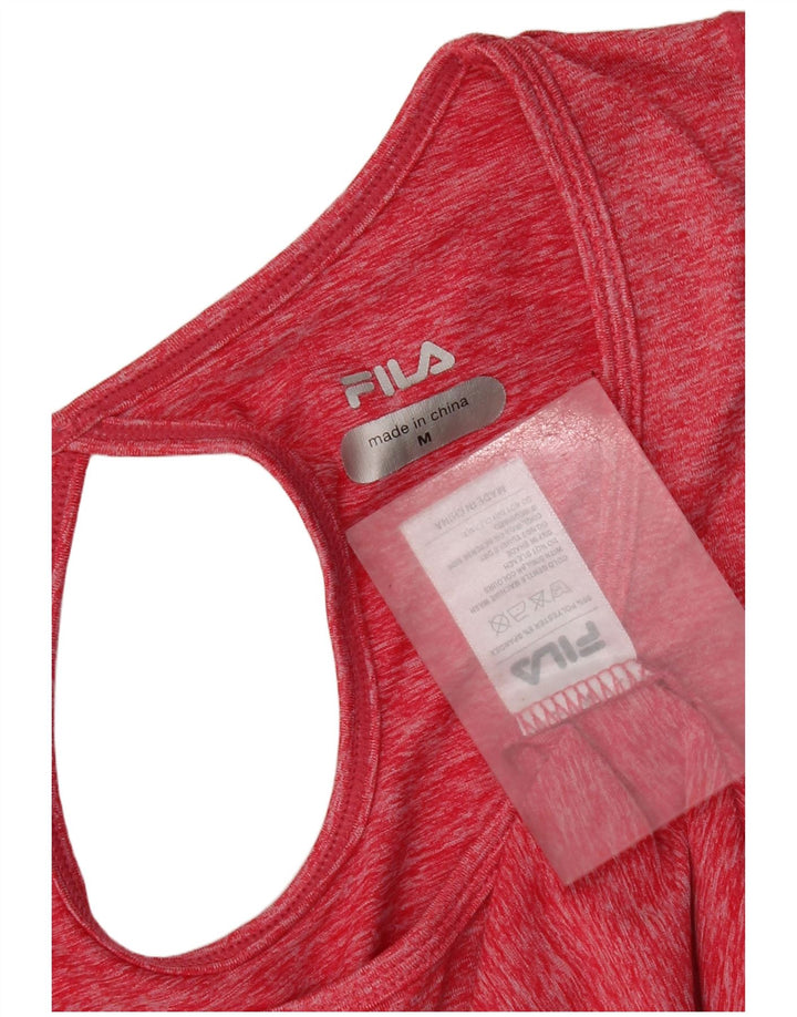 Fila Femme T-Shirt Top UK 12 Rose Moyen Colorblock Polyester