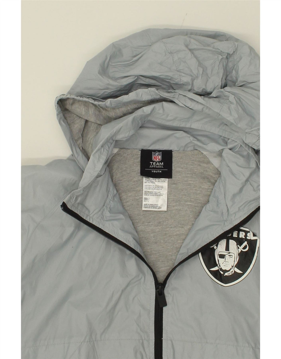 NFL Boys Graphic Hooded Rain Jacket 7-8 Years Blue Colourblock Nylon Vintage NFL and Second-Hand NFL from Messina Hembry 