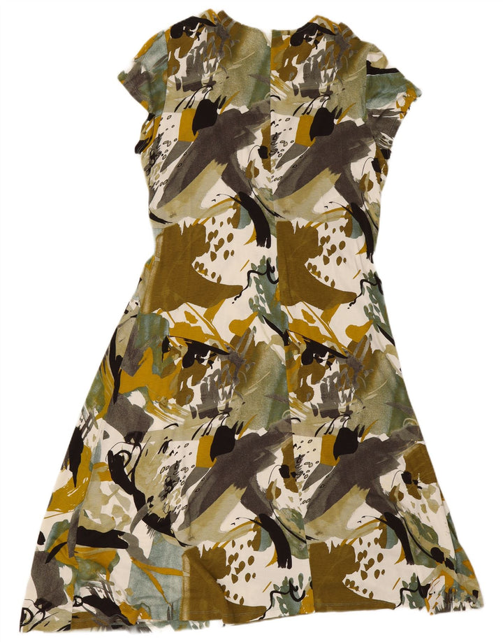 Wallis Robe trapèze à motif abstrait pour femme UK 16 Grande Viscose Verte