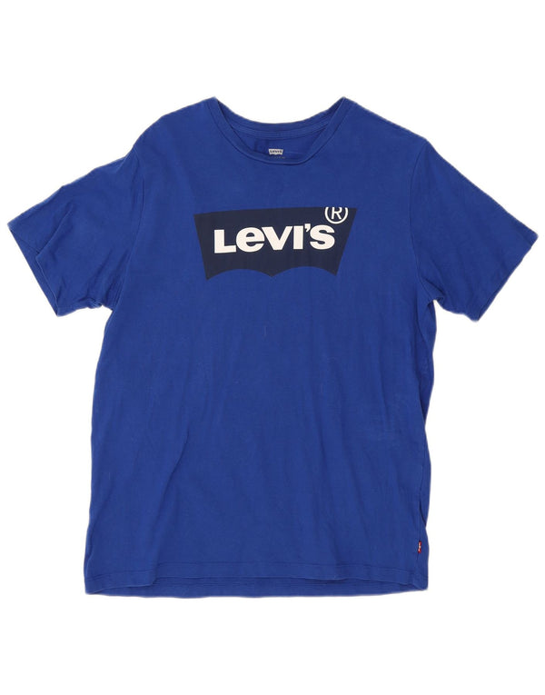 Levi's T-Shirt Graphique Femme UK 14 Bleu Moyen Coton