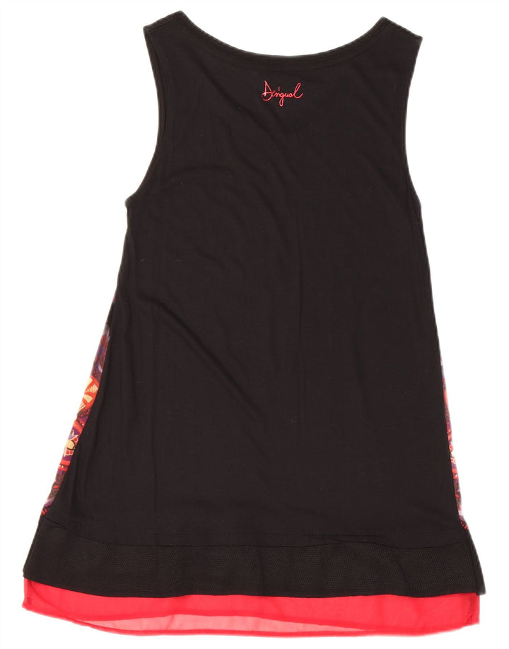 Desigual Tunique sans manches à motif abstrait pour femme UK 6 XS Noir
