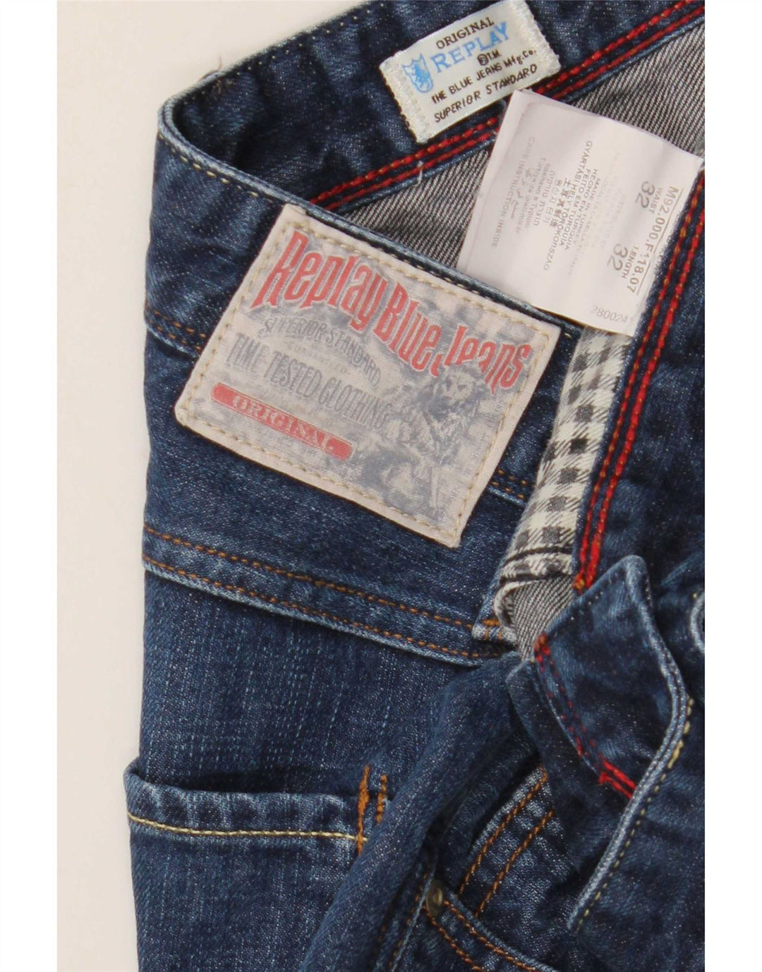 Replay Jean Slim Homme W32 L32 Bleu Coton
