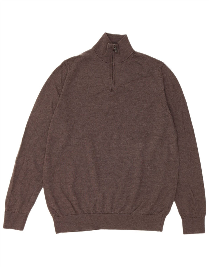 Marks & Spencer Pull autographe à col zippé pour homme Marron Taille L