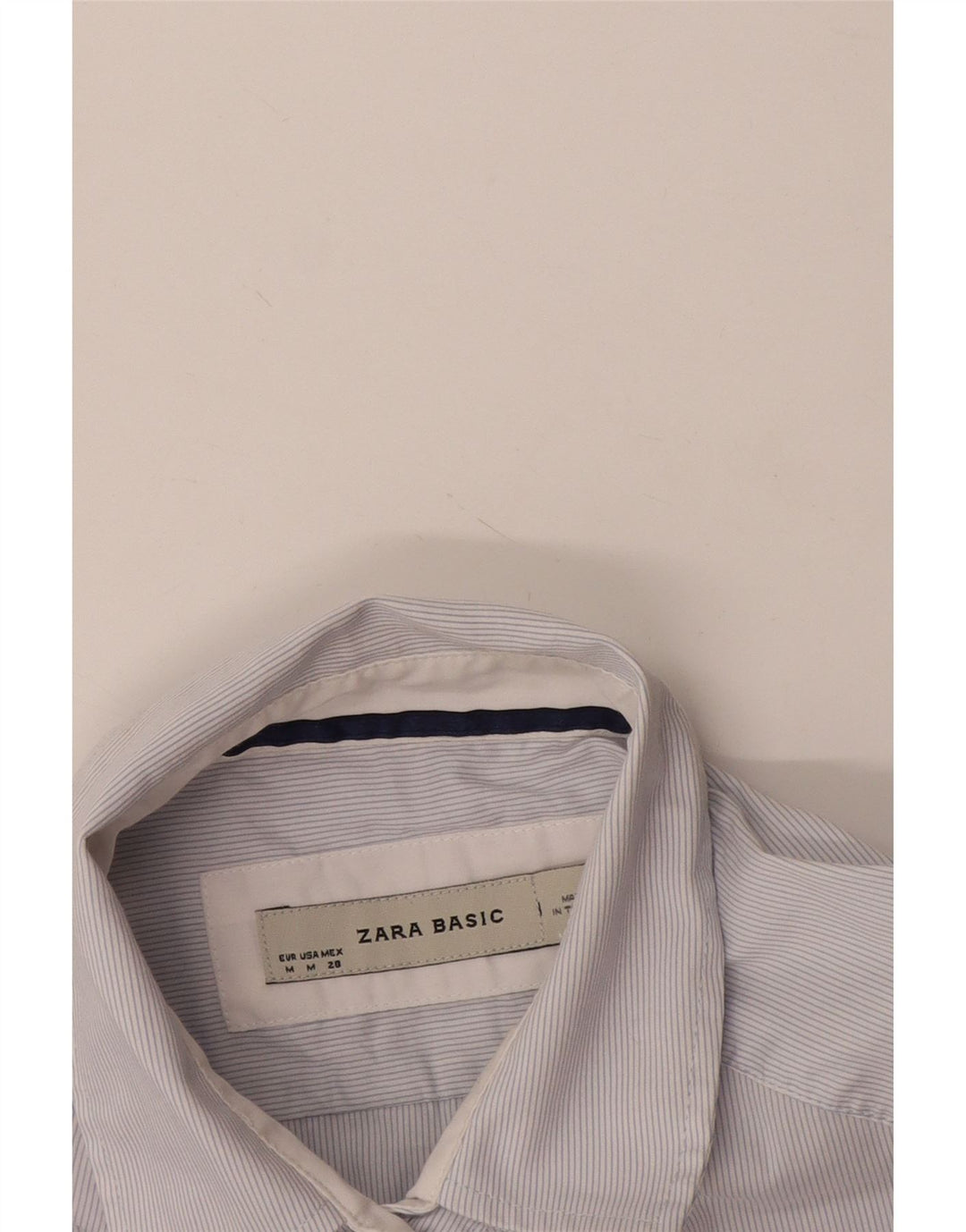 Zara Chemise à manches courtes pour femme UK 14 Medium White Pinstripe