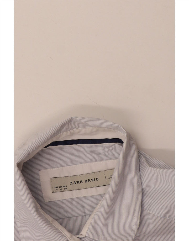 Zara Chemise à manches courtes pour femme UK 14 Medium White Pinstripe