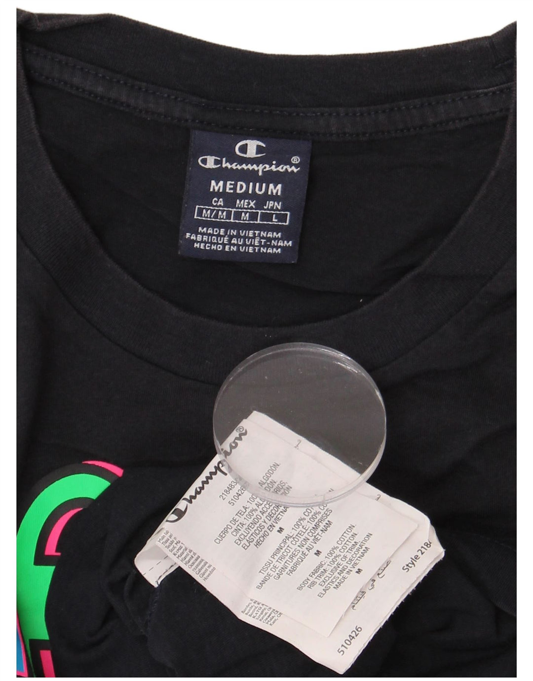 Champion T-Shirt Graphique Homme Bleu Marine Moyen Coton