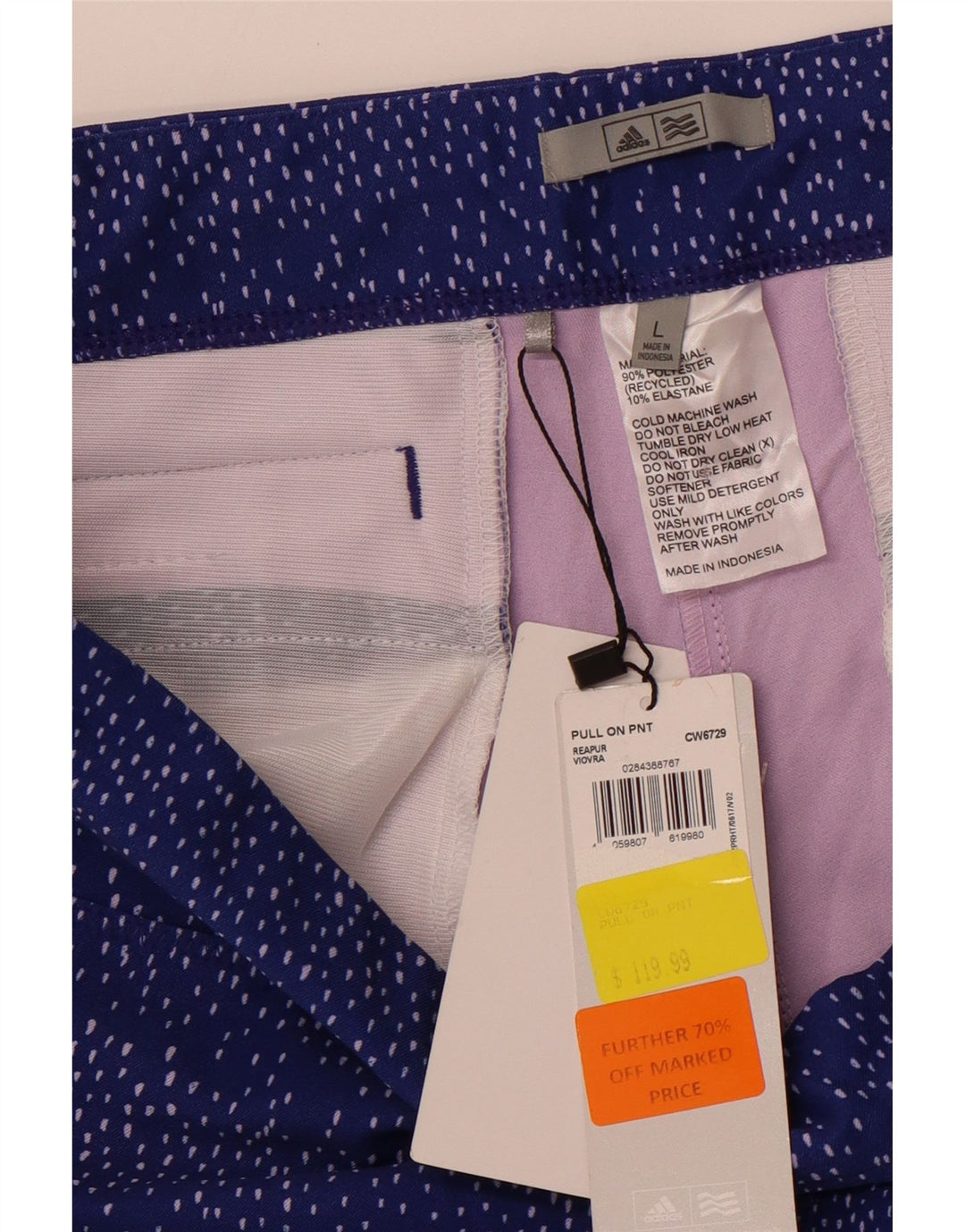 ADIDAS Leggings courts pour femmes UK 16 Grand bleu à pois en polyester