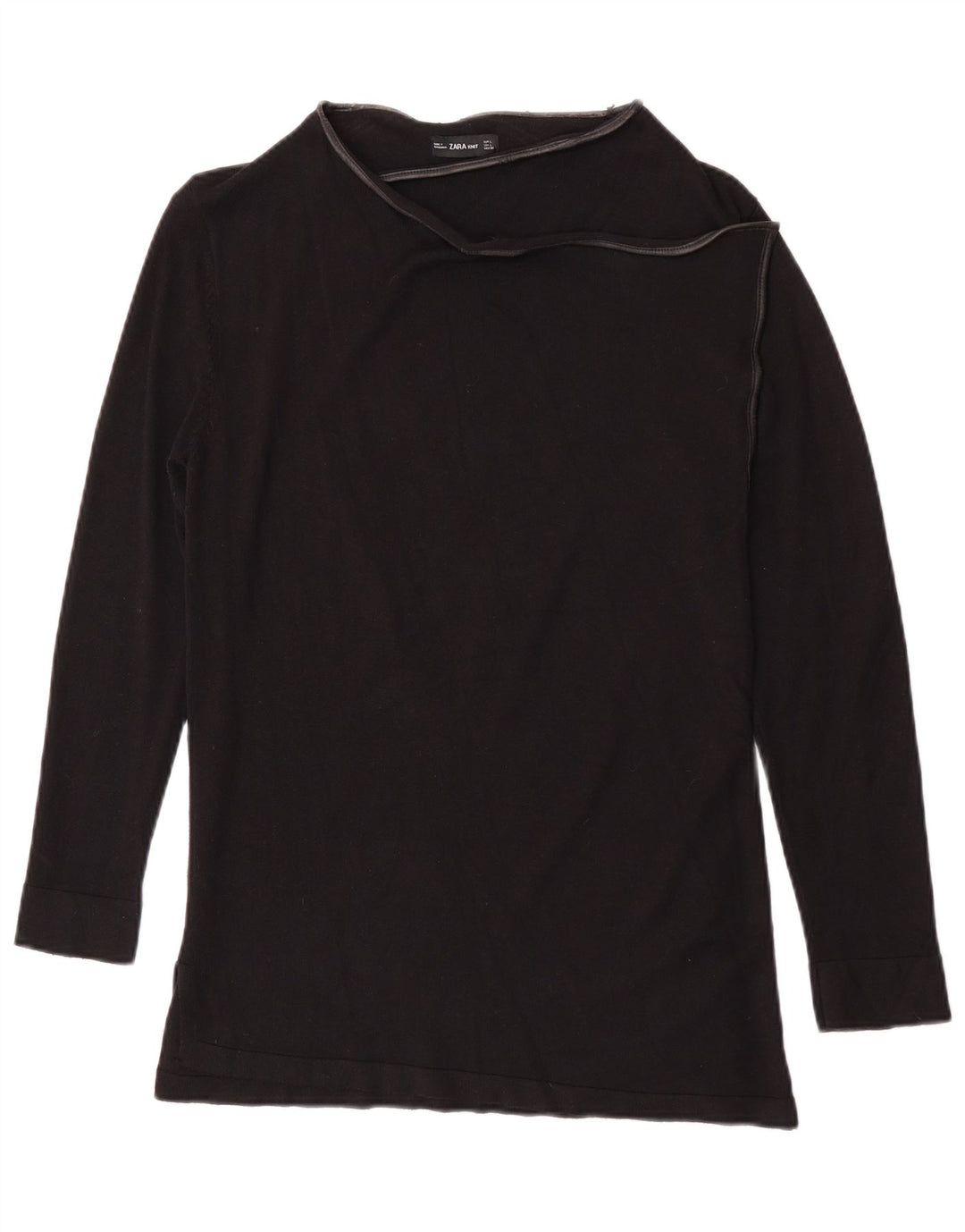 Zara Femme Top Manches Longues UK 14 Large Noir Viscose