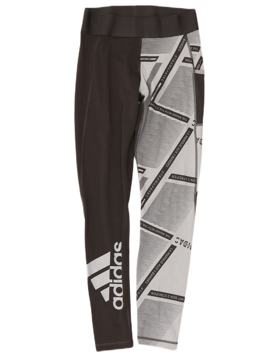 ADIDAS Leggings à trois bandes pour femmes UK 8/10 Petit noir géométrique