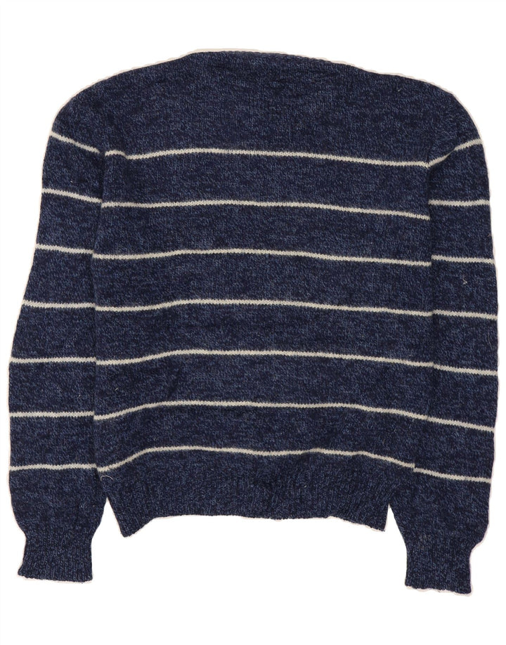 EDDIE BAUER Mens Crew Neck Jumper Sweater XL Navy Blue Striped Vintage Eddie Bauer and Second-Hand Eddie Bauer from Messina Hembry 