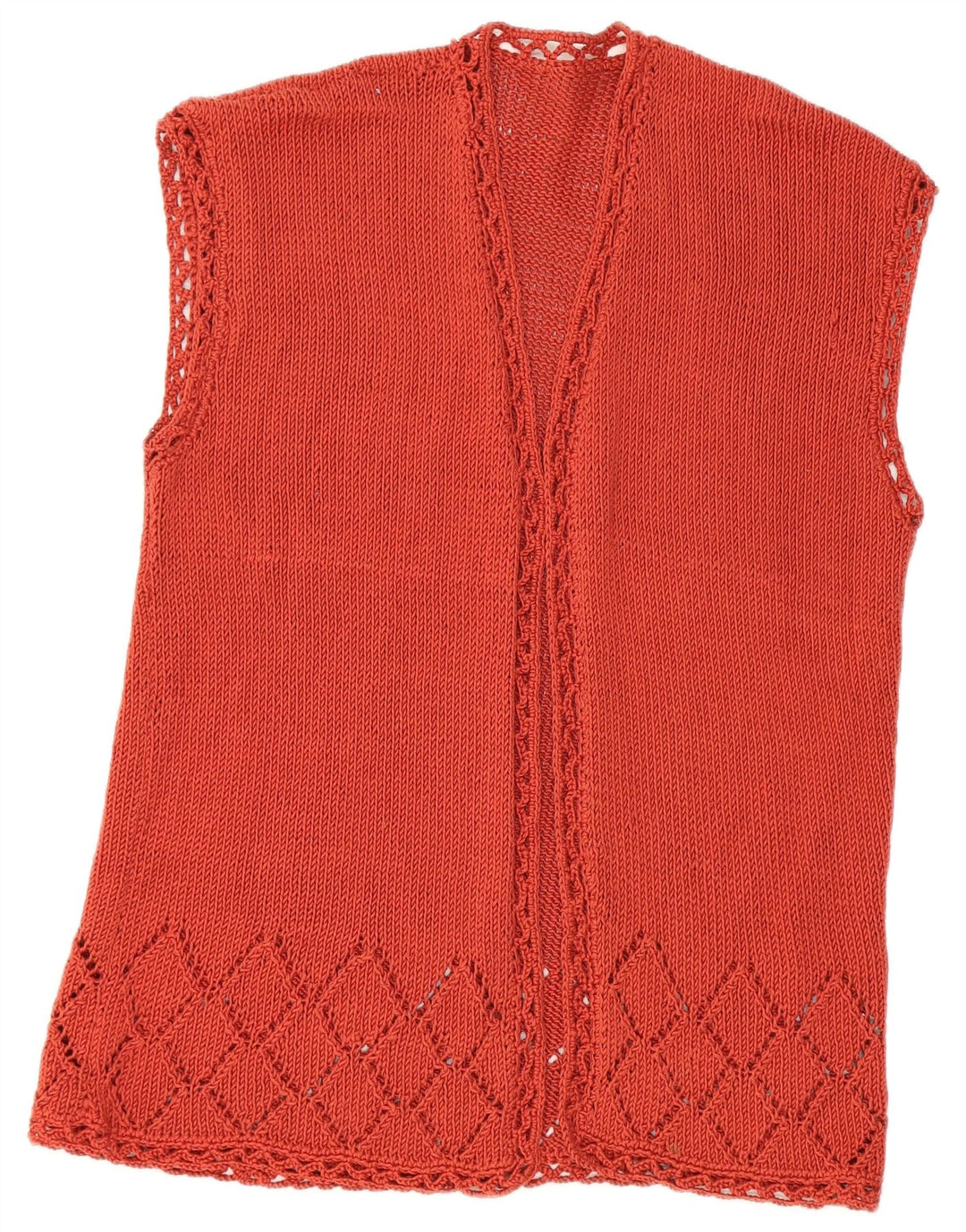 VINTAGE Femme Cardigan sans manches Top UK 14 Rouge Moyen