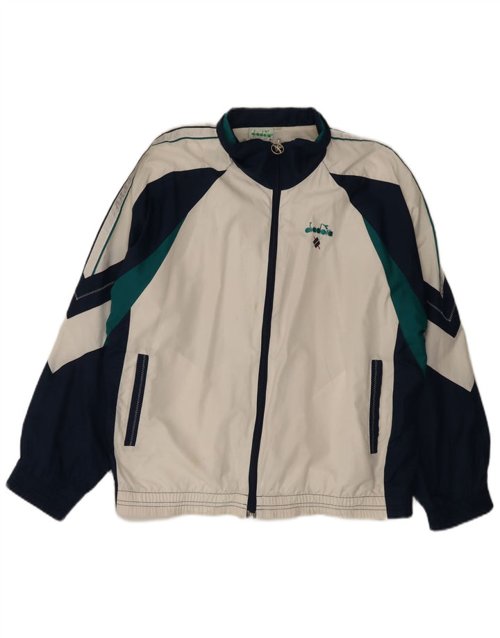 Diadora Veste de Survêtement Homme Blanc Moyen Polyester Colorblock