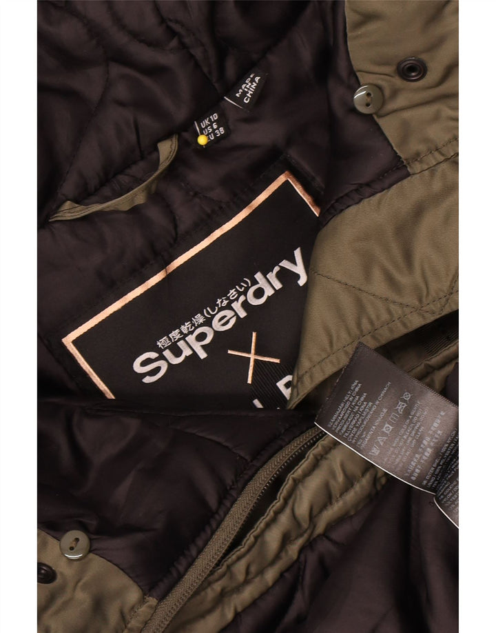 Superdry Parka à capuche pour femme UK 10 Small Vert Polyester