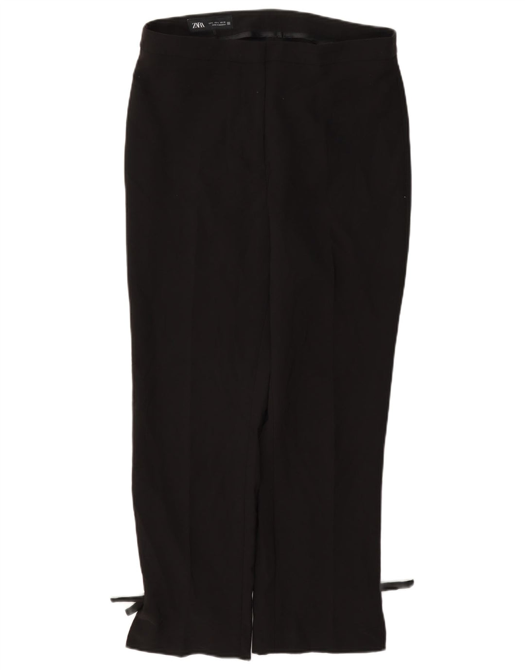 Pantalon décontracté droit femme Zara Large W30 L27 Noir Polyester