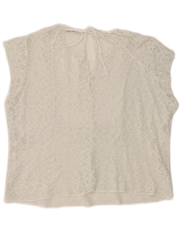 Zara Womens Crop Lace Blouse Top UK 16 Grand Blanc