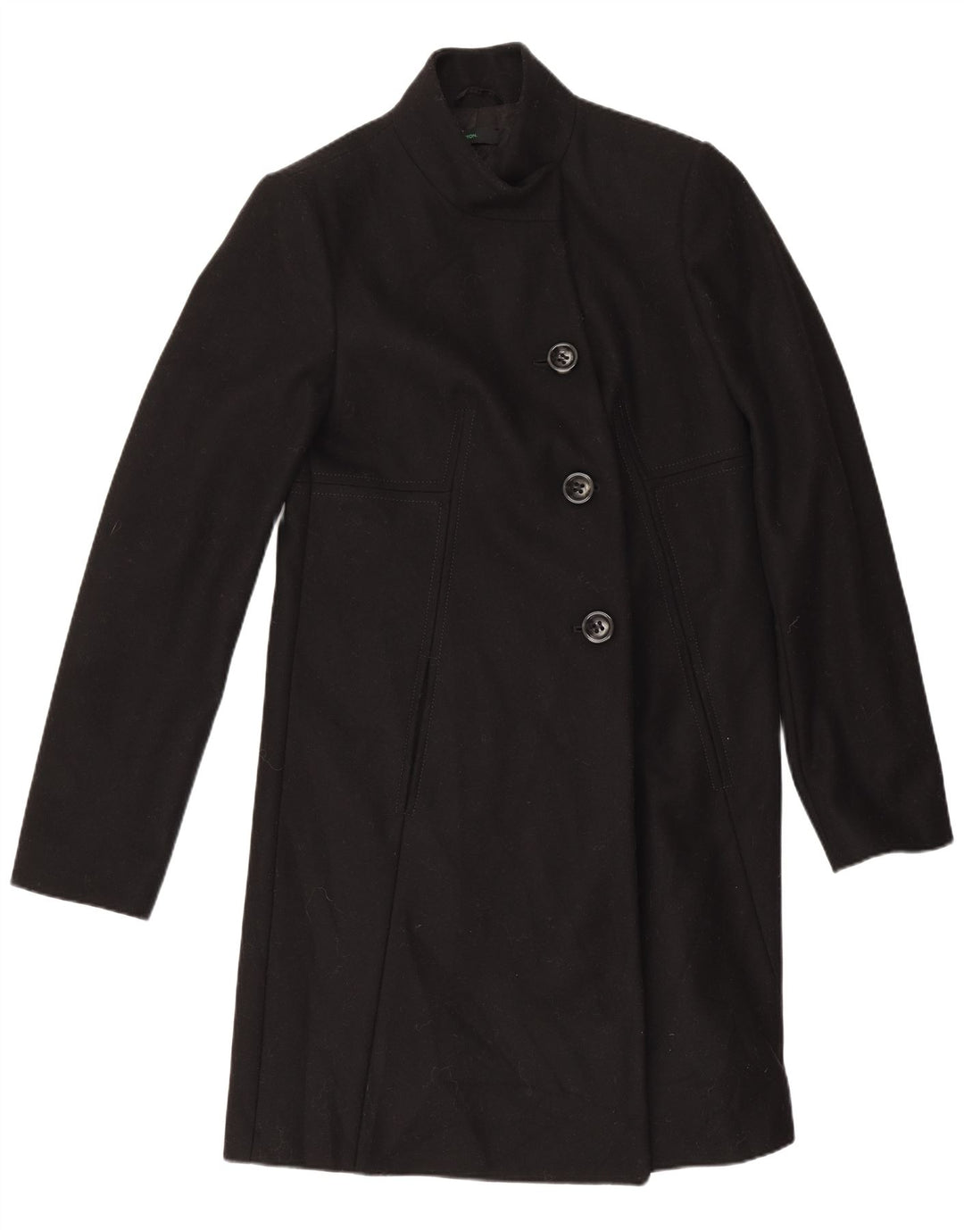 Benetton Pardessus Femme IT 42 Laine Noir Moyen