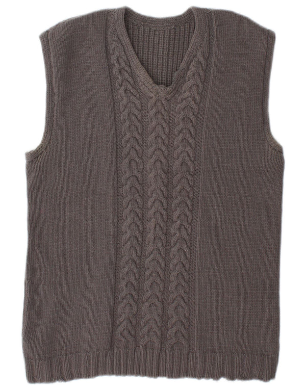 vintage Womens Vest Débardeur UK 14 Gris Moyen