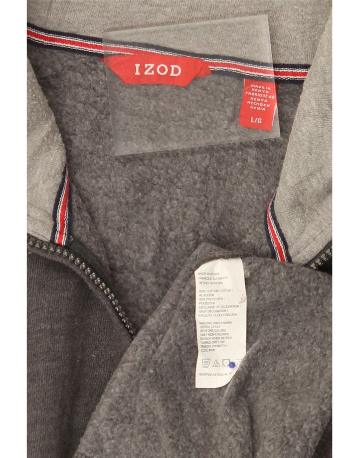 IZOD Sweat-shirt col zippé pour homme en coton gris Taille L
