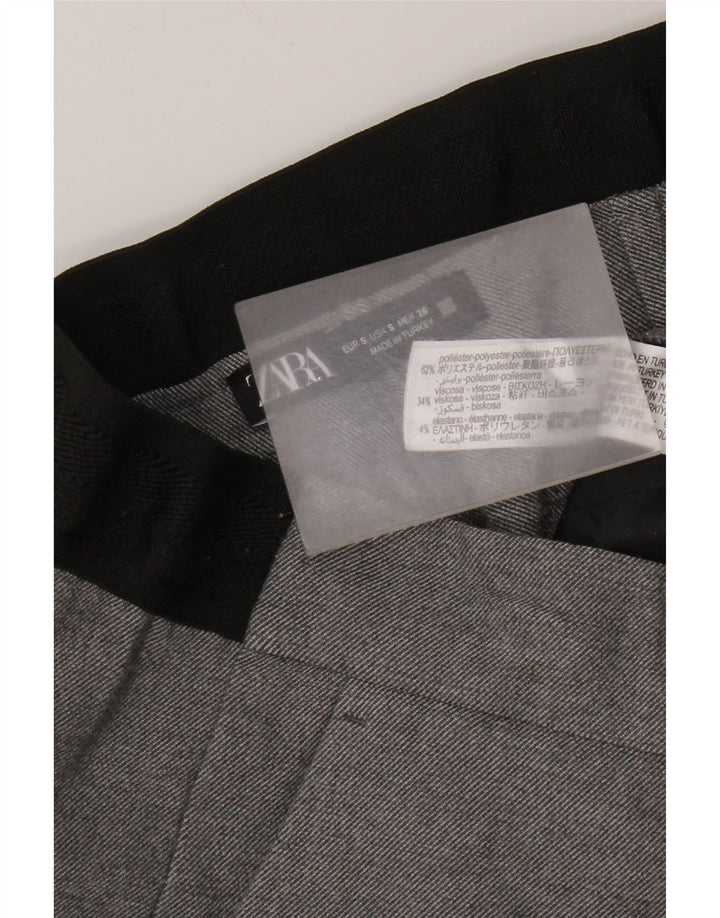 Pantalon Chino Droit Femme Zara Petit W26 L27 Gris Polyester