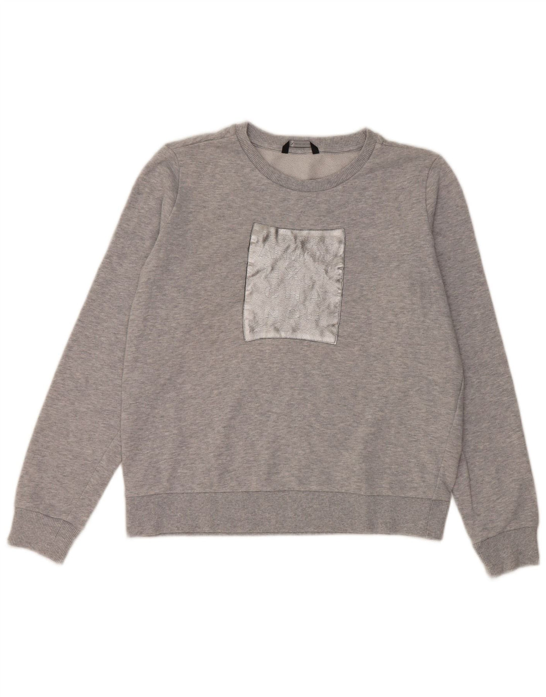 Armani Exchange Sweat-shirt graphique pour femme UK 16 Grand coton gris