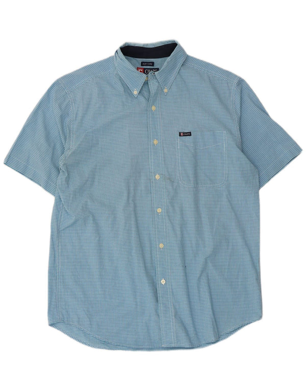 Chaps Chemise à manches courtes homme en coton vichy bleu moyen