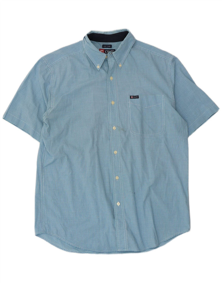 Chaps Chemise à manches courtes homme en coton vichy bleu moyen