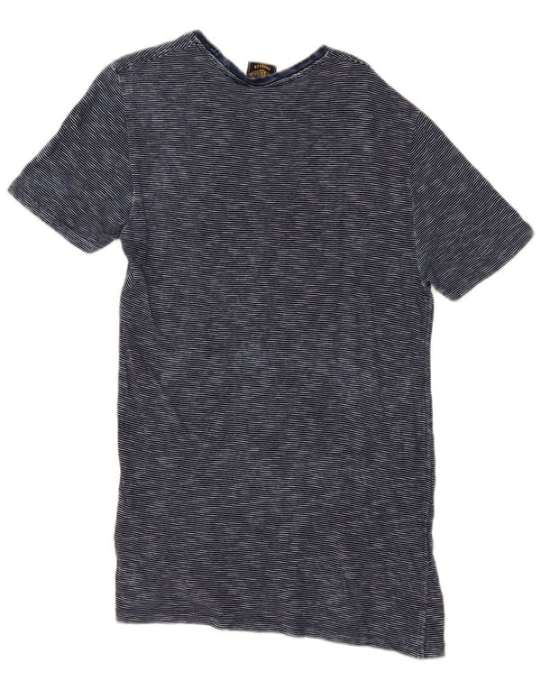 Superdry Mens T-Shirt Top Medium Navy Blue Pinstripe Cotton
