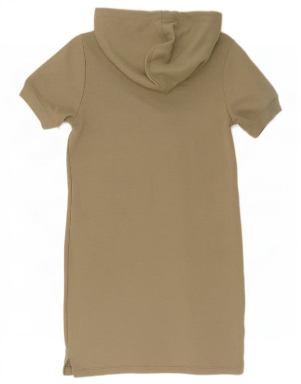 Dkny Robe à capuche à manches courtes pour femme UK 44 en coton kaki moyen