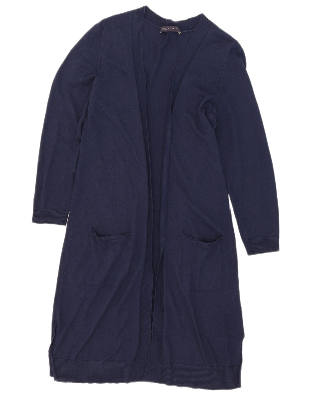 Marks & Spencer Pull cardigan long pour femme UK 12 Bleu marine moyen