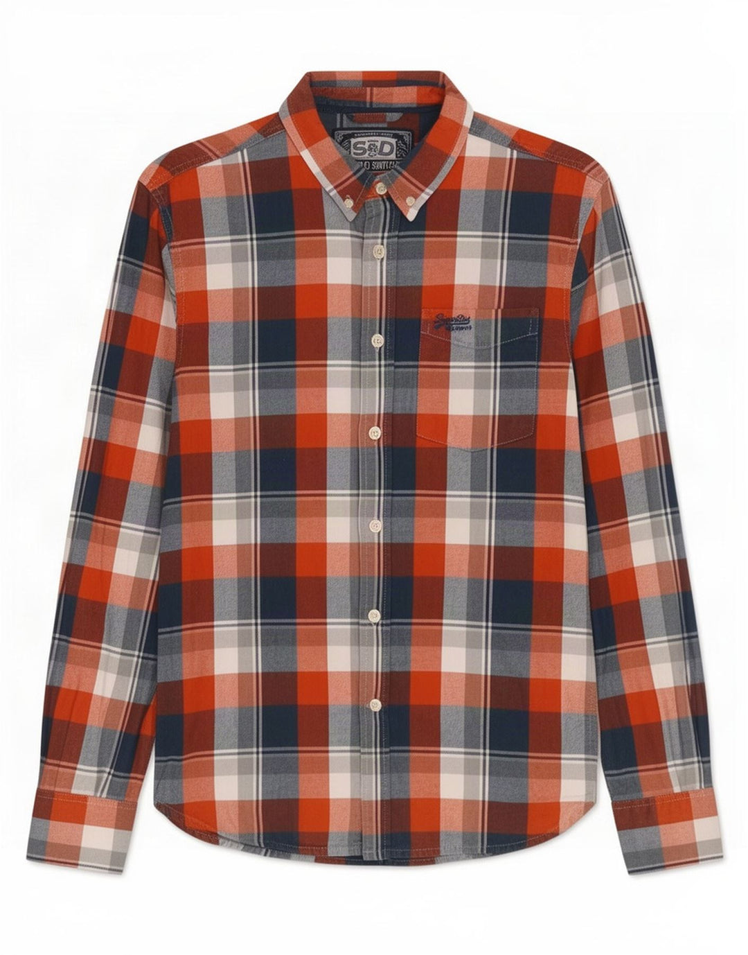Superdry Chemise Flanelle Homme Grand Carreau Rouge Coton
