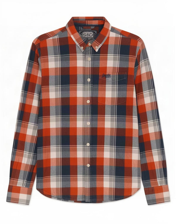 Superdry Chemise Flanelle Homme Grand Carreau Rouge Coton