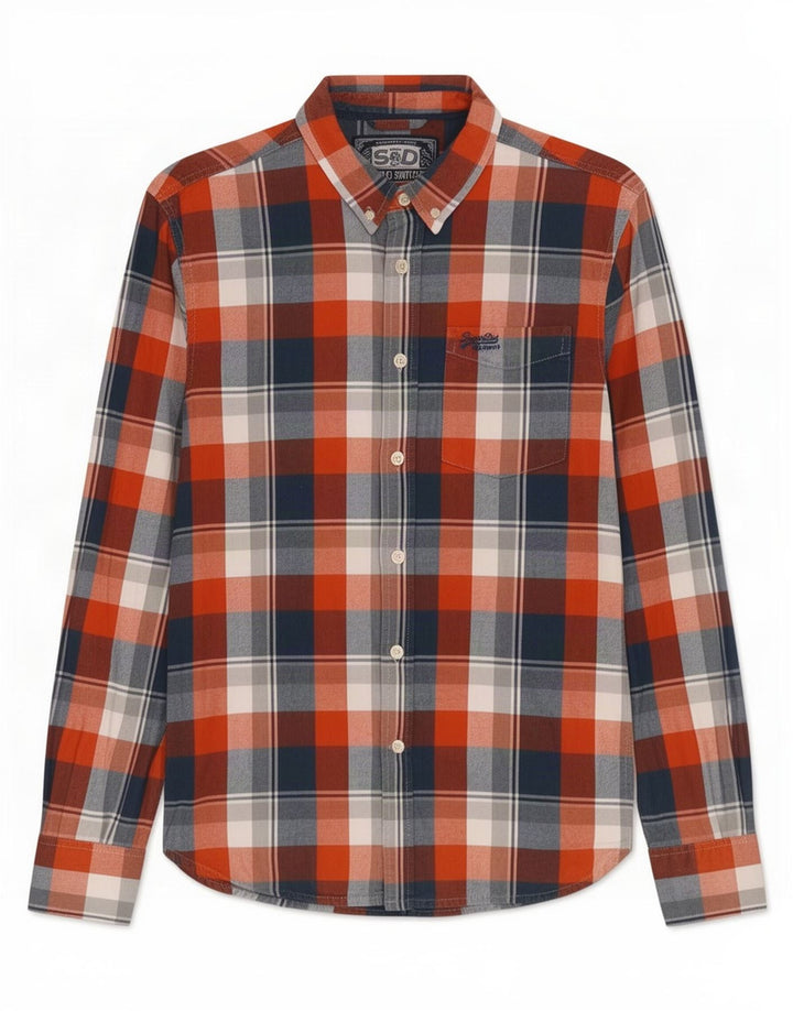 Superdry Chemise Flanelle Homme Grand Carreau Rouge Coton