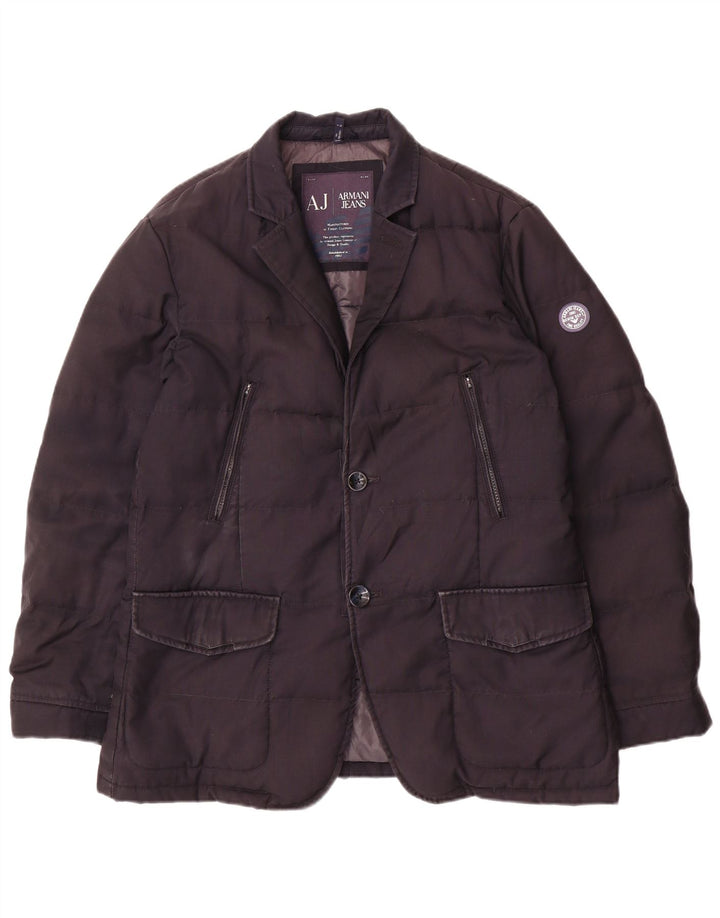 Armani Jeans Veste blazer rembourrée à 2 boutons pour homme IT 50 Large Bleu marine