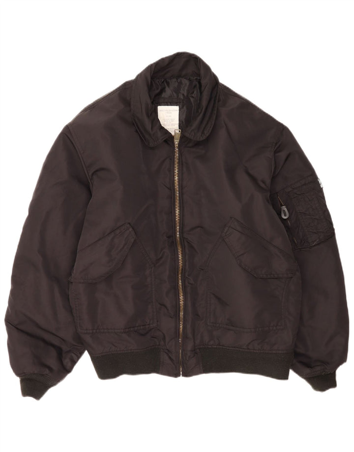 vintage Mens Cold Weather Flight Aviator Jacket UK 40 Grand Nylon Noir