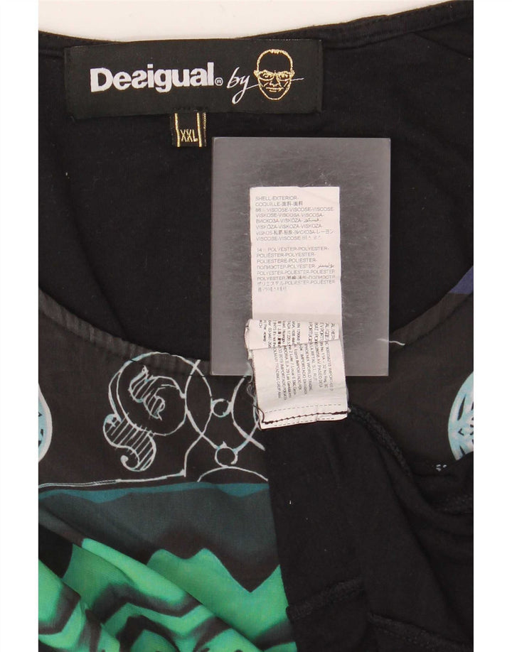 Desigual Haut à motif abstrait pour femme à manches longues UK 20 2XL Noir Moderne
