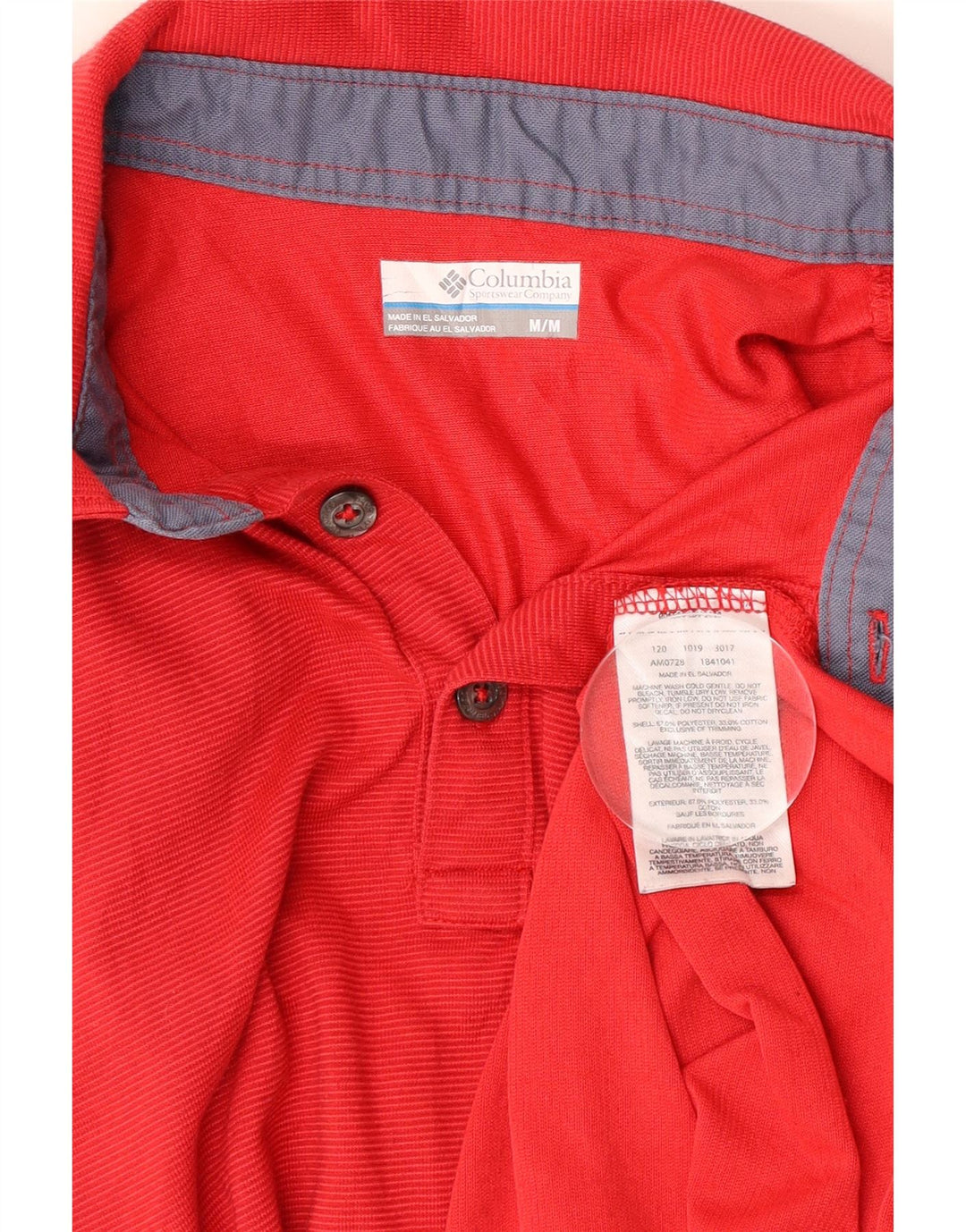 Columbia Polo Omni-Wick Homme Rouge Moyen à Rayures Fines en Polyester