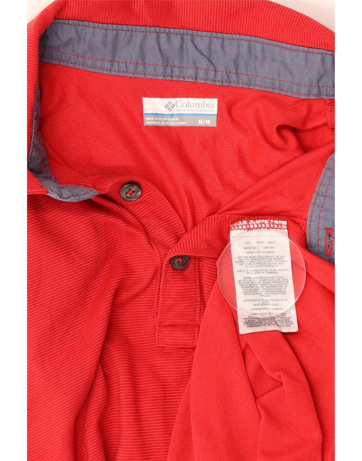 Columbia Polo Omni-Wick Homme Rouge Moyen à Rayures Fines en Polyester