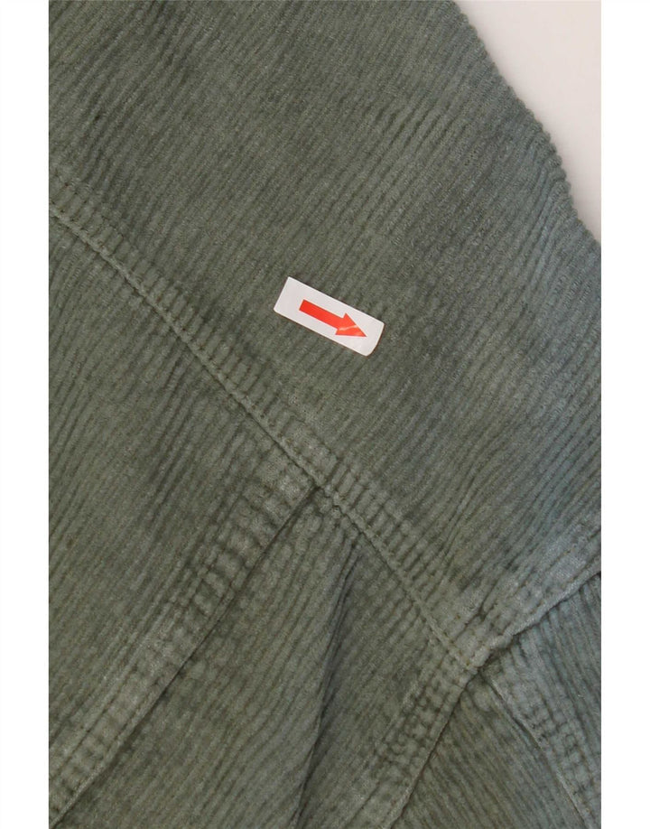 Zara Veste surdimensionnée en velours côtelé pour femme UK 10 Petit coton kaki
