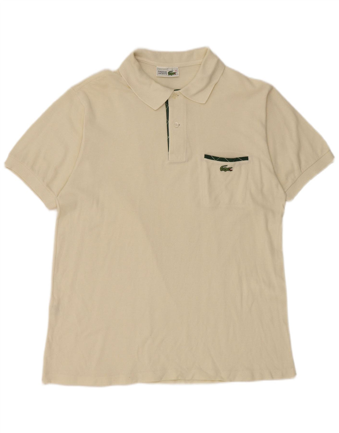 LACOSTE Polo Homme Taille 4 Moyen Blanc Cassé Coton