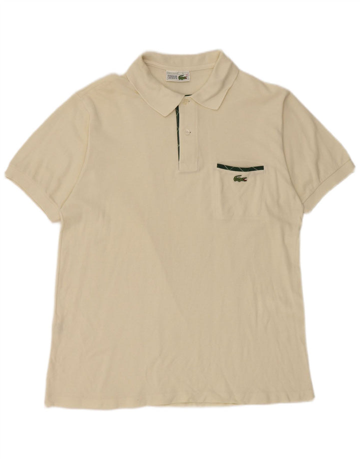 LACOSTE Polo Homme Taille 4 Moyen Blanc Cassé Coton