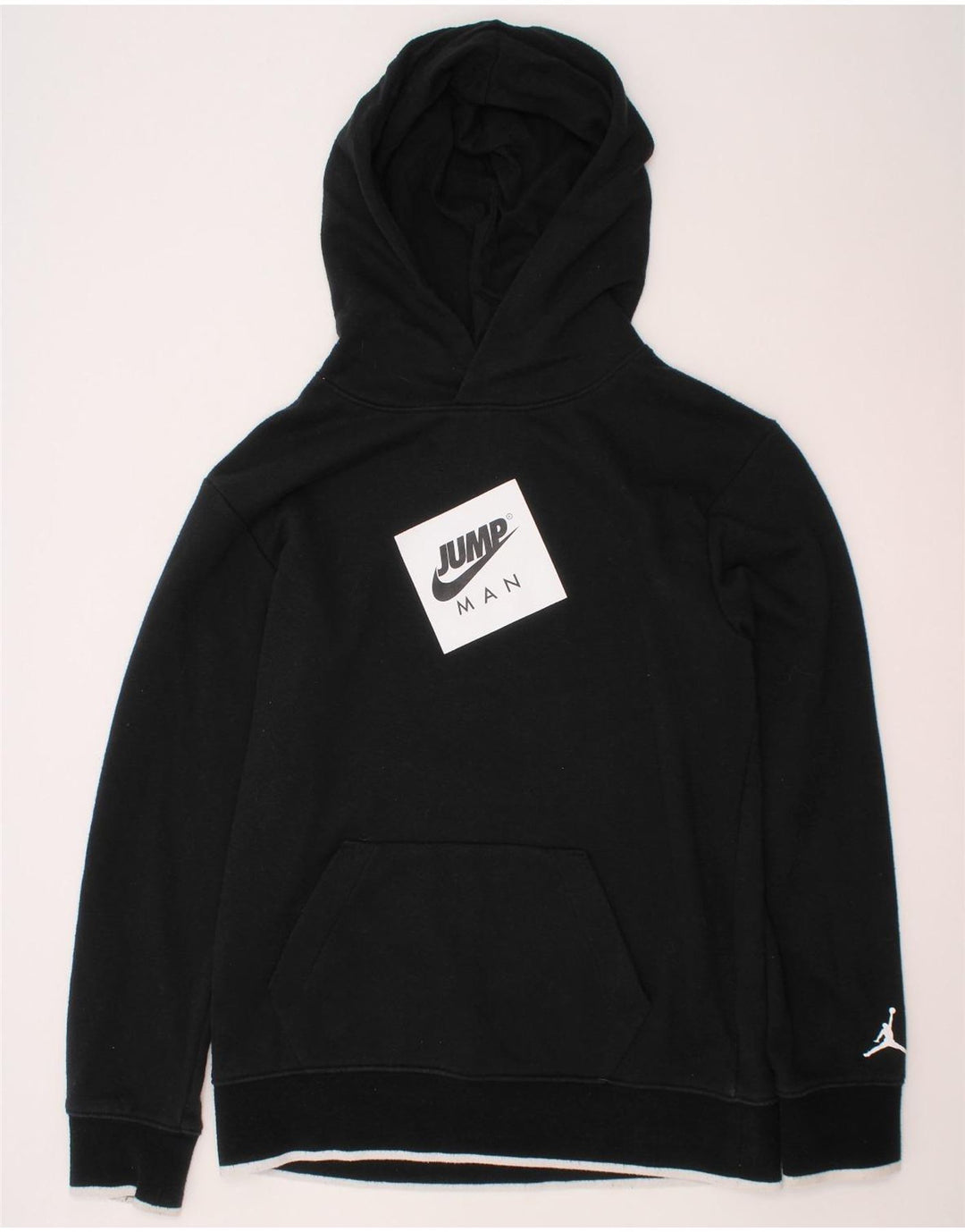 JORDAN Pull à capuche graphique pour garçon 12-13 ans Grand coton noir