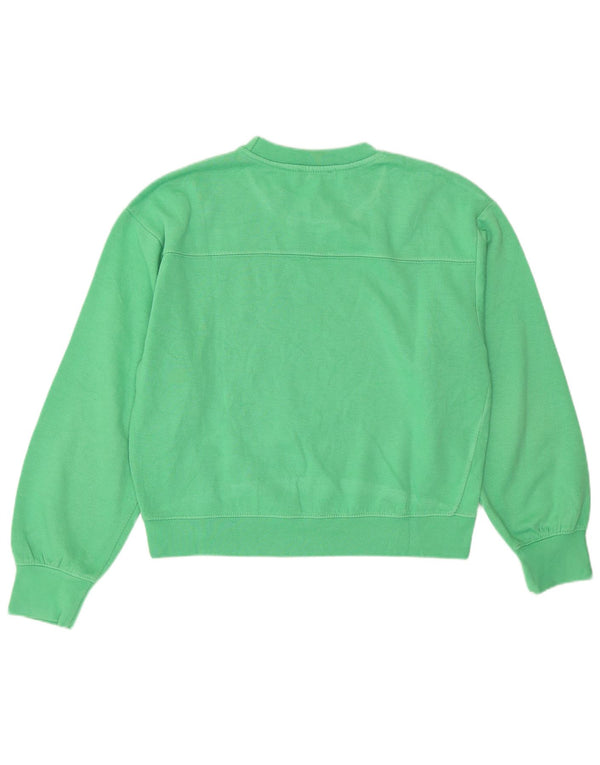 Zara Womens Crop Sweatshirt Jumper UK 14 Moyen Vert Coton