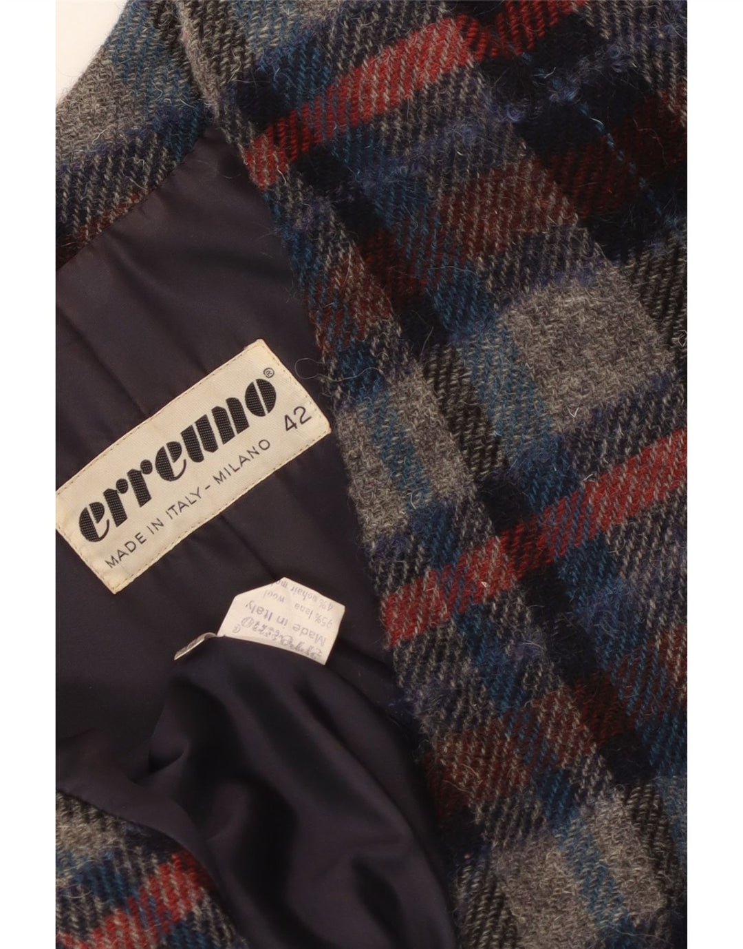 Erreuno Veste Blazer 1 Bouton Femme IT 42 Laine à Carreaux Multicolore Moyen