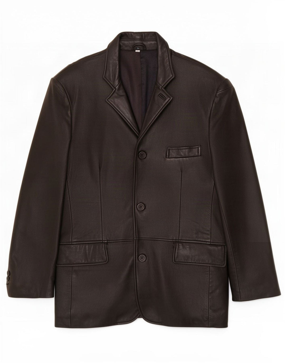 Kartel Veste blazer en cuir à 3 boutons pour homme UK 40 Large Noir