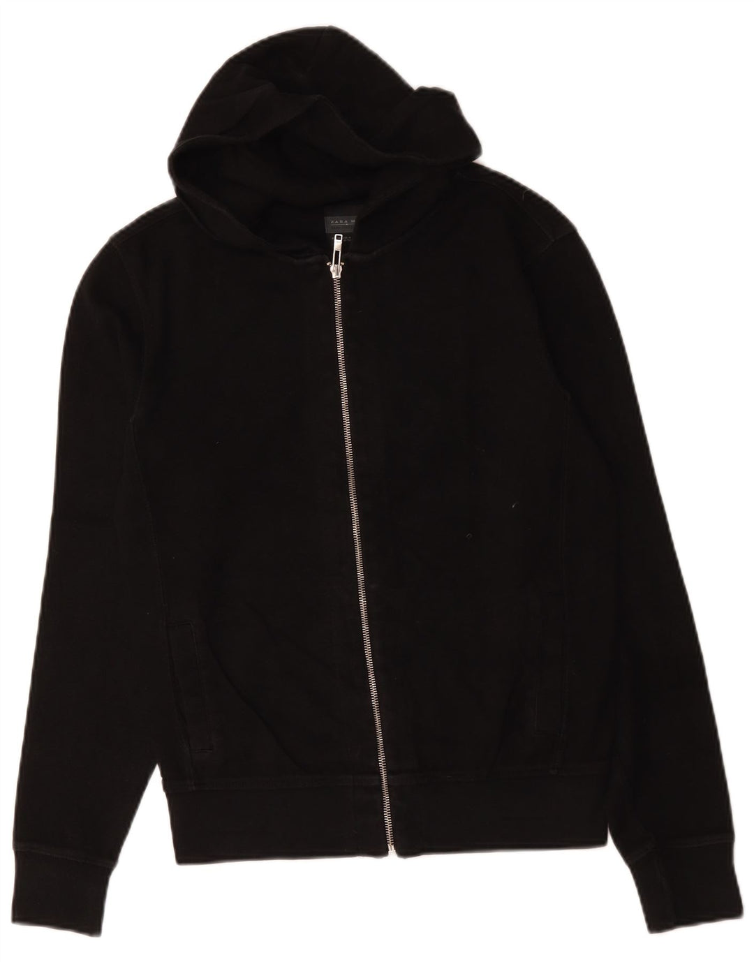 Zara Pull à capuche zippé pour homme en coton noir moyen