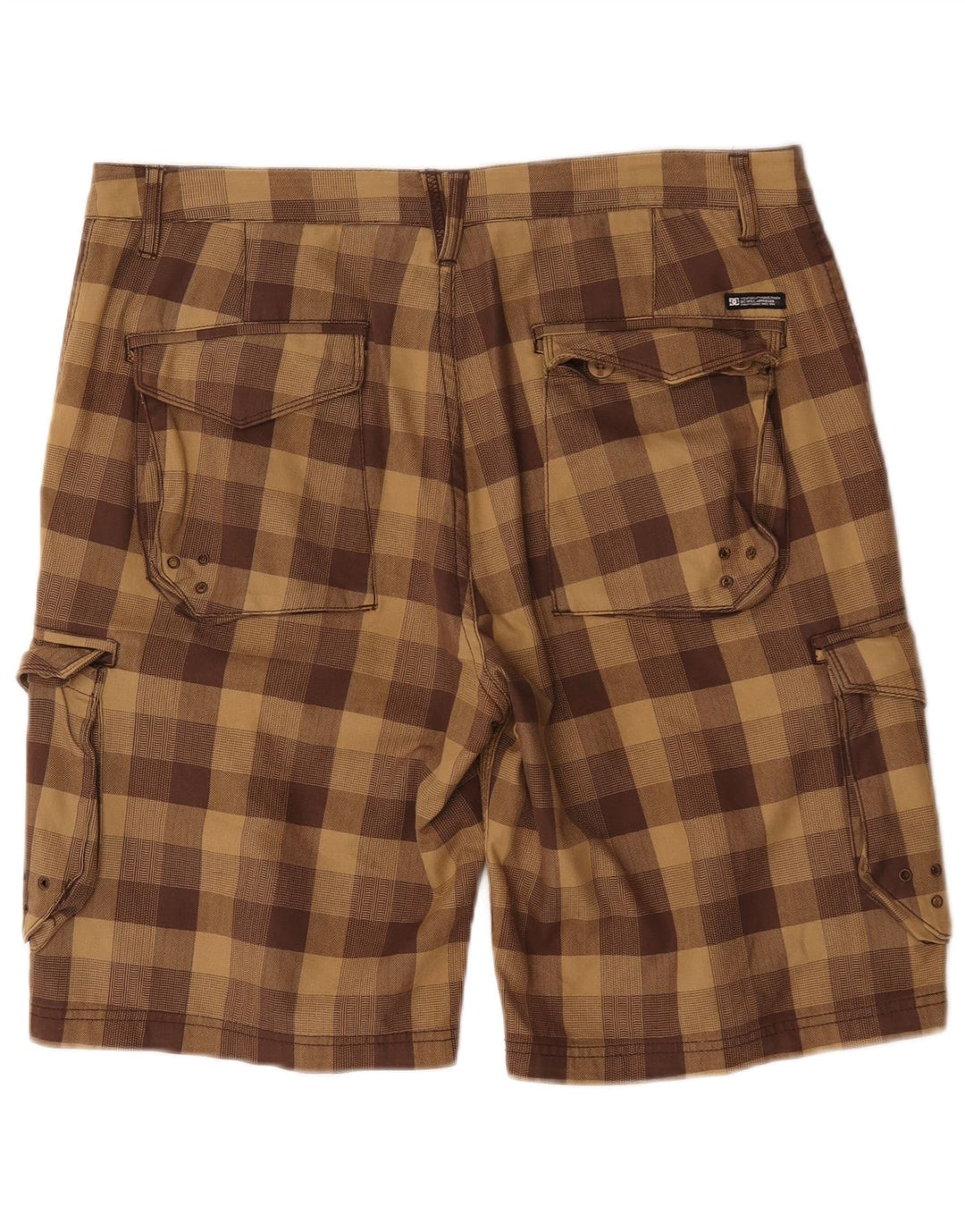 DC Short Cargo Homme W34 Grand Coton à Carreaux Marron