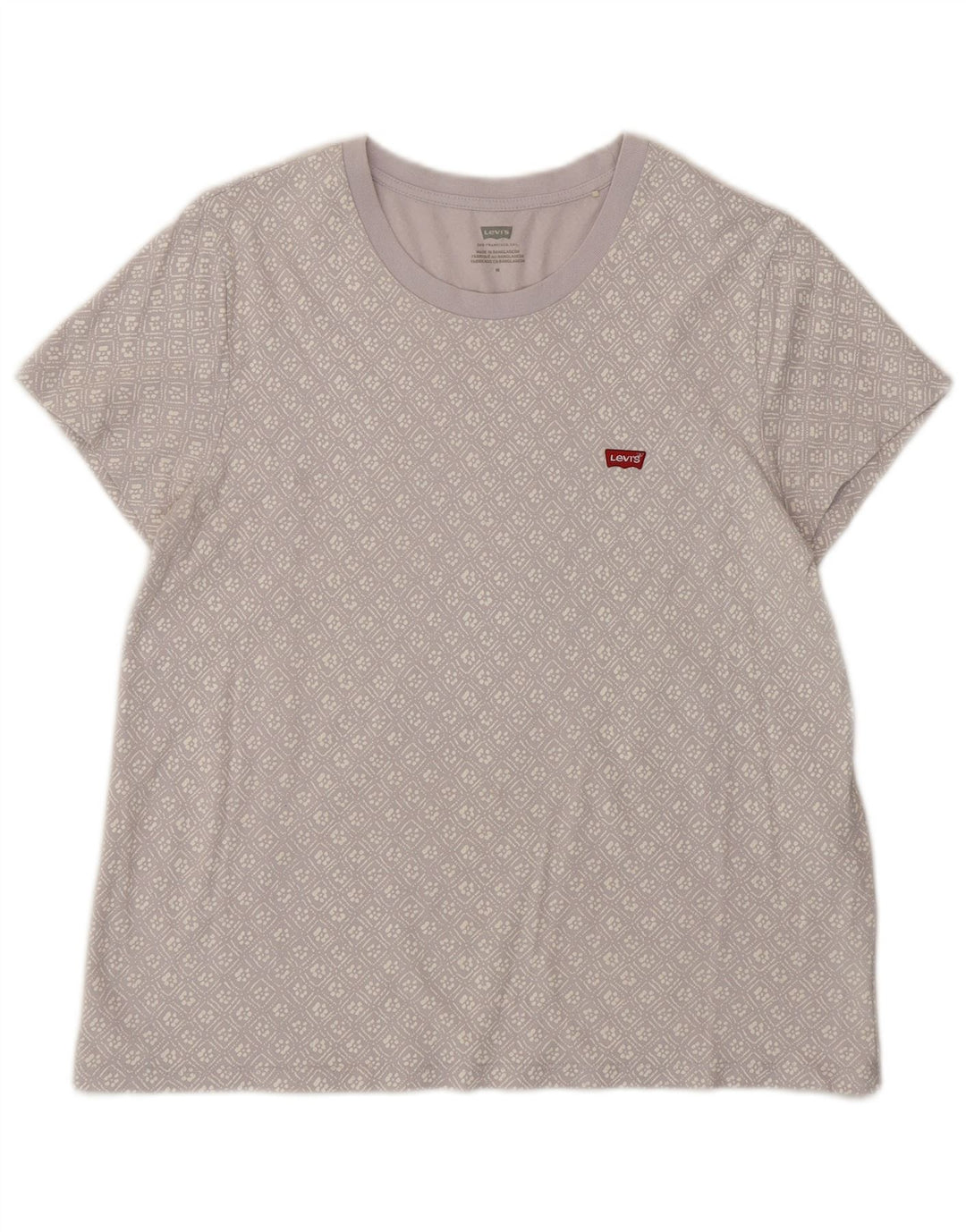 Levi's T-Shirt Graphique Femme UK 14 Coton Géométrique Lilas Moyen