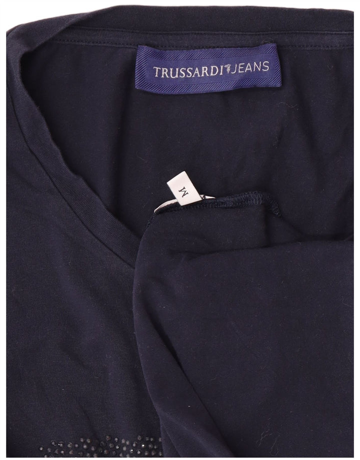 TRUSSARDI JEANS T-Shirt Graphique Femme UK 12 Bleu Marine Moyen