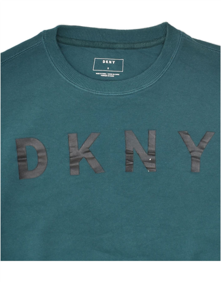 DKNY Mens Graphic Sweatshirt Jumper Small Turquoise Cotton | Vintage Dkny | Thrift | Second-Hand Dkny | Used Clothing | Messina Hembry 
